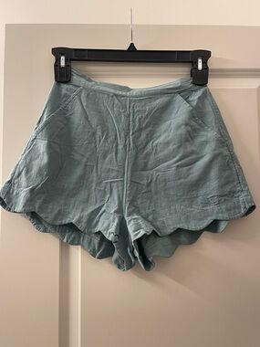 Free People Seafoam Scallop-Hem Shorts